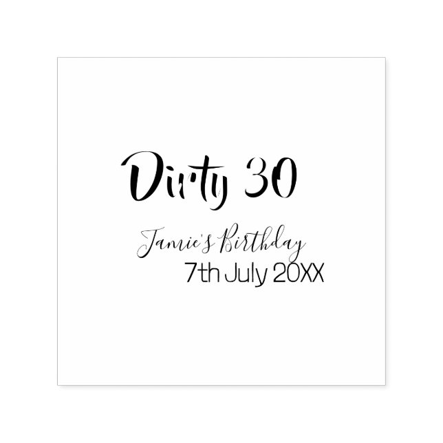 Carimbo Auto Entintado Dirty 30 happy birthday name date pink gray callig (Design)