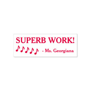 Carimbo Auto Entintado Divertido "SUPERB WORK!" + Nome de Professor Perso