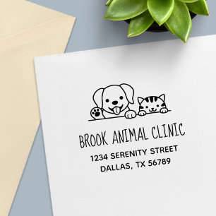 Carimbo Auto Entintado Dog Cat Veterinarian Animal Clinic Address