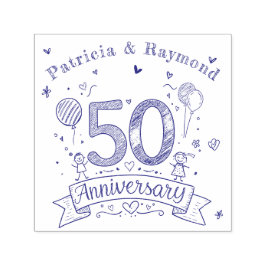 Carimbo Auto Entintado Doodle no Quadro Negro 50º Aniversário Personaliza