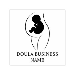 Carimbo Auto Entintado Doula Silhueta Minimalista de Mãe e Bebê