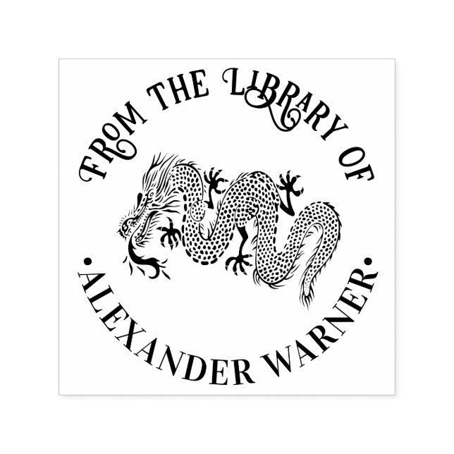 Carimbo Auto Entintado Dragão Chinês Loong #1 Nome do Livro da Biblioteca (Design)