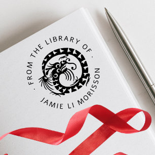 Carimbo Auto Entintado Dragão Chinês na moda Personalizado Da Biblioteca