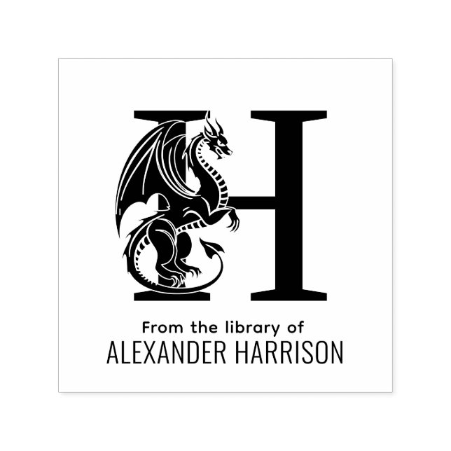 Carimbo Auto Entintado Dragão Mítico Sobre Livro de Nomes Iniciais de Sol (Design)