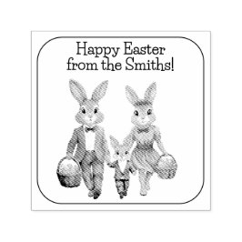 Carimbo Auto Entintado Easter Bunny Family Hunting for Eggs 