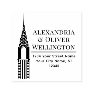 Carimbo Auto Entintado Edifício Chrysler Art Déco casal NYC