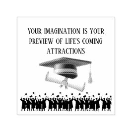 Carimbo Auto Entintado Einstein's graduation motto white