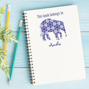 Carimbo Auto Entintado Elefante Monograma Este Livro Pertence