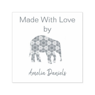 Carimbo Auto Entintado Elefante Personalizado Feito com Amor