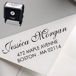Carimbo Auto Entintado Elegant Address Stamp | Script Style