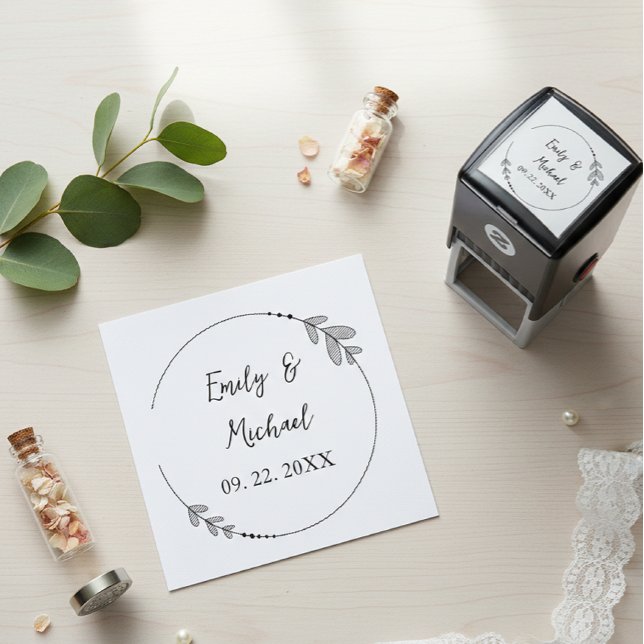 Carimbo Auto Entintado Elegant and Personalized Wedding Stamps – Custom (Criador carregado)