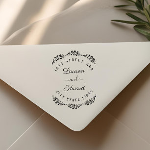 Carimbo Auto Entintado Elegant Laurel Couple Names Wedding Return Address