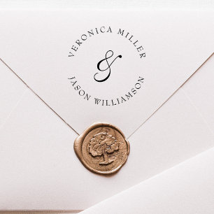 Carimbo Auto Entintado Elegante Ampersand Wedding Casal Dois Sobrenomes