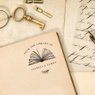 Carimbo Auto Entintado Elegante Botânico Da Biblioteca De Nome Personaliz