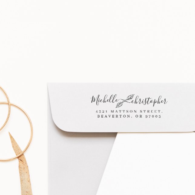 Carimbo Auto Entintado Elegante Botânico De Retorno De Endereço De Chic (Criador carregado)