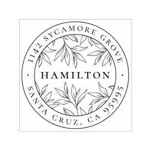 Carimbo Auto Entintado Elegante Botânico Deixa Endereço de Devolução do S