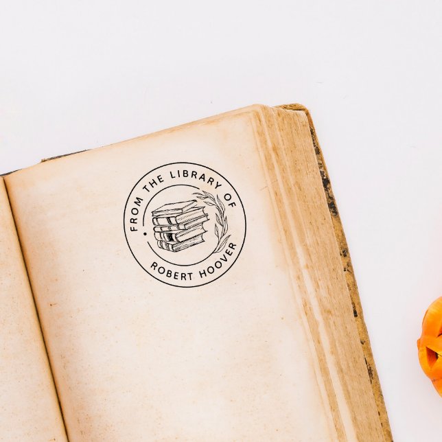 Carimbo Auto Entintado Elegante Clássico Deixa Livro Da Biblioteca De (Criador carregado)