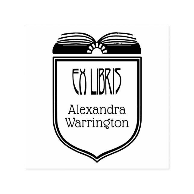 Carimbo Auto Entintado Elegante Crest Ex Libris Book Nome Embosser (Design)