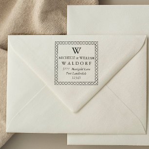 Carimbo Auto Entintado Elegante cruzado quadro Monograma Endereço de devo