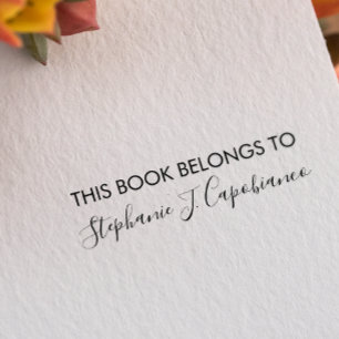 CARIMBO AUTO ENTINTADO ELEGANTE CURSIVO ESTE LIVRO PERTENCE A ADICIONAR O