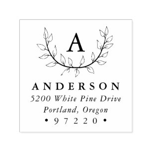 Carimbo Auto Entintado Elegante deixa o endereço de devolução monograma