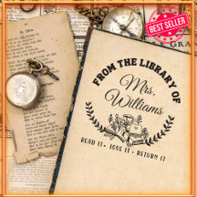 Elegante Deixa Personalizado Da Biblioteca De