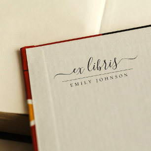Carimbo Auto Entintado Elegante Ex Libris de Letra Manuscrita Nome Person
