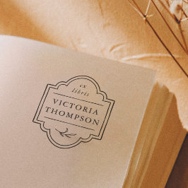 Carimbo Auto Entintado Elegante Ex Libris de Livro com Moldura Delicada