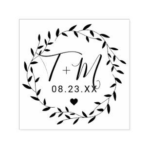 Carimbo Auto Entintado Elegante Floral Wreath Wedding