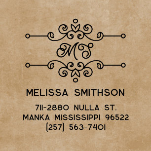 Carimbo Auto Entintado Elegante Flourish Personalised Monographic Address