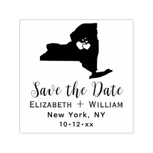 Carimbo Auto Entintado Elegante Mapa do Estado de Nova York para Casament