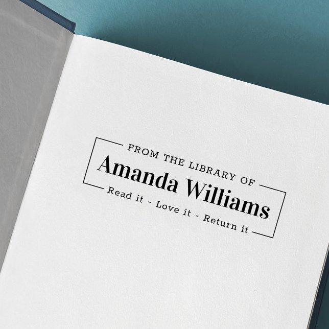 Carimbo Auto Entintado Elegante moderno da biblioteca de livraria (Criador carregado)