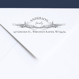 Carimbo Auto Entintado Elegante Rústico De Pinos De Nieve Dirección De Re