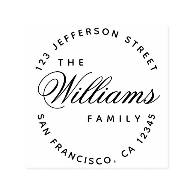 Carimbo Auto Entintado Elegante Script de Nome de Família de Caligrafia E (Design)