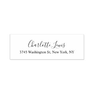 Carimbo Auto Entintado Elegante Script Plain Caligrafia Preto e Branco