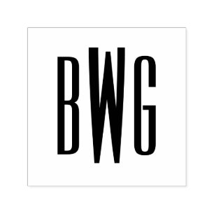 Carimbo Auto Entintado Elegante Simples Monograma de Letra Inicial 3 #8BS