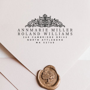 Carimbo Auto Entintado Elegante Vintage Endereço de devolução de dois Sob