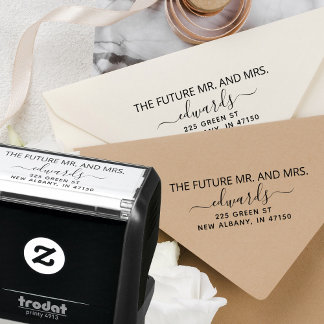 Carimbo Auto Entintado Elegante Wedding Return Address Future Sr. e Sra.