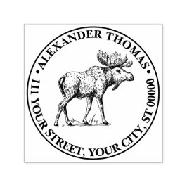 Carimbo Auto Entintado Elk Wapiti Vintage Nome do desenho Endereço de ret