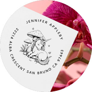 Carimbo Auto Entintado Encantado Baby Unicorn Toadstool Butterfly Endereç