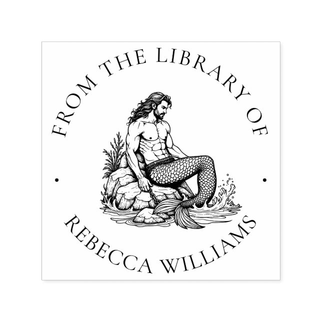Carimbo Auto Entintado Encantado Merman "Da Biblioteca de" Ocean King (Design)