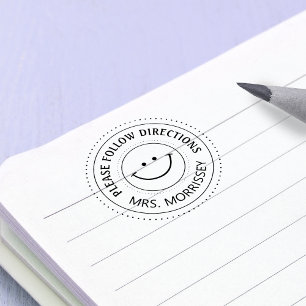 Carimbo Auto Entintado Encorajar Por Favor Siga Direções Professores