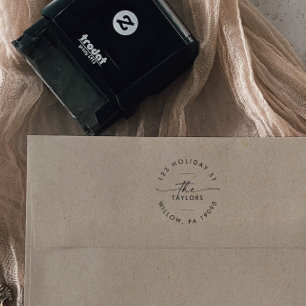 Carimbo Auto Entintado Endereço Circular da Placa de Feriado da Família d