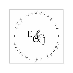 Carimbo Auto Entintado Endereço Circular de Casamento do Monograma do Scr