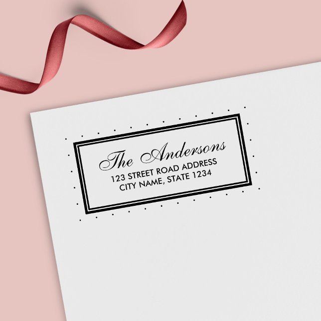 Carimbo Auto Entintado Endereço da Família de Bolinhas de Borda Clássica  (Criador carregado)