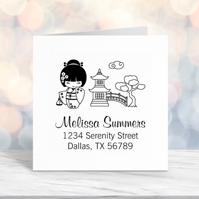Carimbo Auto Entintado Endereço da Garota Kimono Japonesa (Criador carregado)