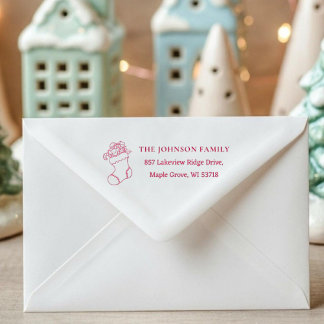 Carimbo Auto Entintado Endereço de Cartão de Natal Personalizado com Selo
