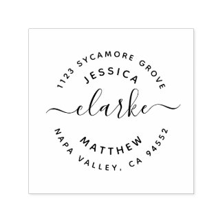 Carimbo Auto Entintado Endereço de Casais Casados com Script com Letra-Mã