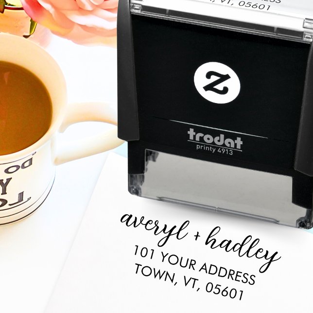 Carimbo Auto Entintado Endereço de Casamento de Caligrafia de Script de n (Criador carregado)