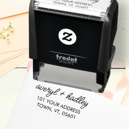 Carimbo Auto Entintado Endereço de Casamento de Caligrafia de Script de n